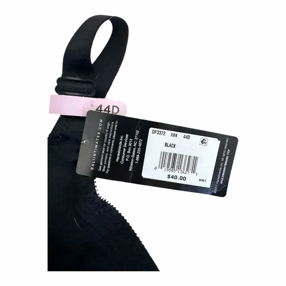BALI Classic Support Cool Comfort Black Bra 44D NWT DF3372 - Picture 3 of 4